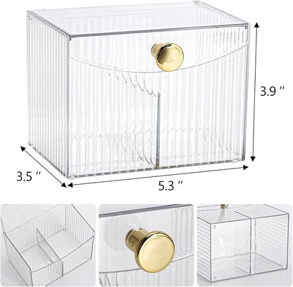 Tbestmax Qtip Holder Dispenser 2-Section Clear Bathroom Organizer 2 Grids - Image 2