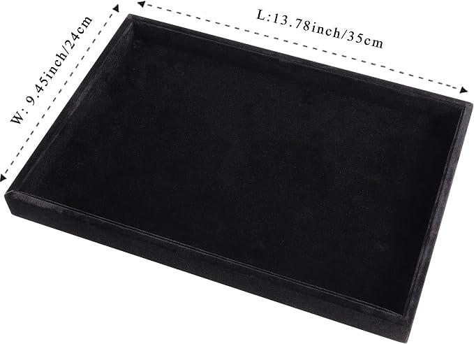 Mornajina 13.8" x 9.5" Velvet Jewelry Tray Jewelry Display Tray, Stackable - Image 2