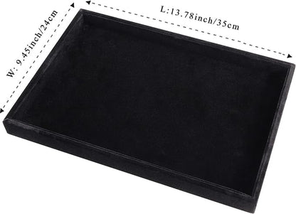 Mornajina 13.8" x 9.5" Velvet Jewelry Tray Jewelry Display Tray, Stackable - Image 2
