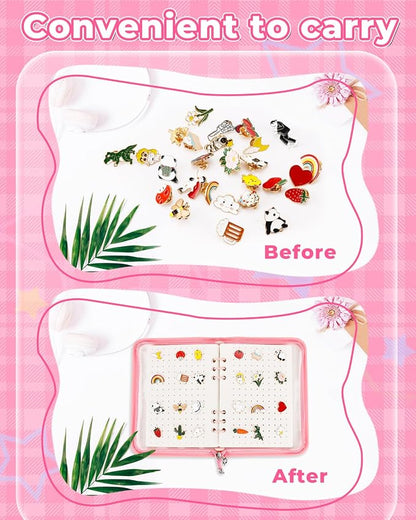 UCEC Pink Enamel Pin Display Book & 50 PCS Pin Backs A5 Album Pin Collection - Image 3