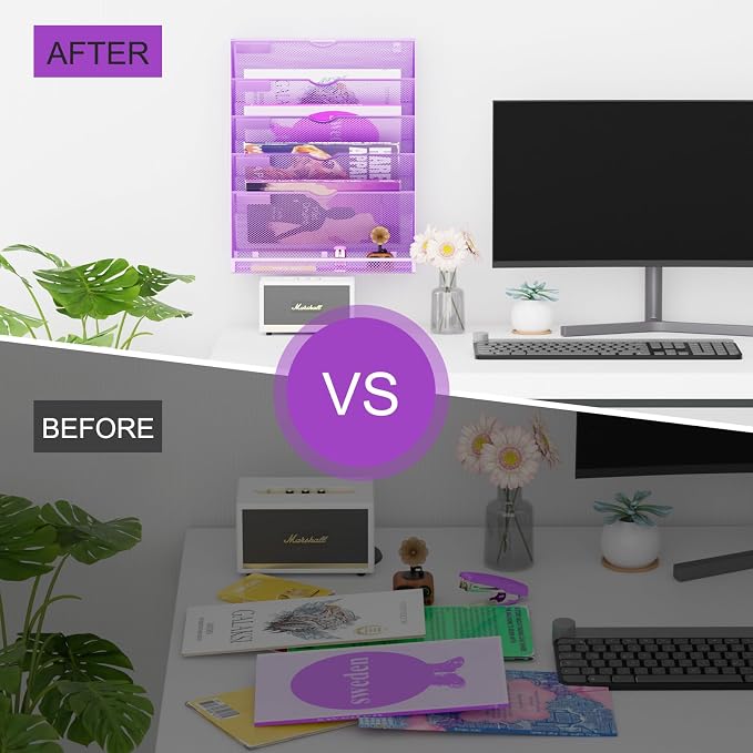 Hanging Wall File Organizer 6 Tier Wall Mounted Mail Paper Folder Holder - Image 5