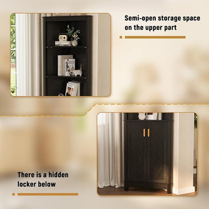69" Tall Corner Shelf with Doors, 7-Tier Corner Storage Cabinet with Doors - Image 5
