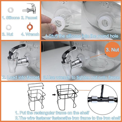 1 Gallon Glass Drink Dispenser for Parties, HENABLE Beverage Dispensers - Image 6