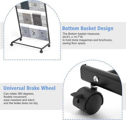 lesolar Floor-Standing Magazine Rack 4-tier Newspaper Holder Book Display Shelf - Image 5