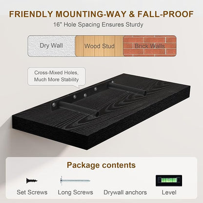 Fun Memories Deep Black Floating Shelves, 8 Inch Deep Floating Shelf - Image 7