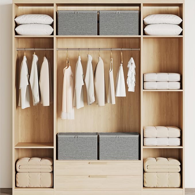 Clothes Storage Bins with Sturdy Frames, Foldable Fabric Clothing Organizer Box - Image 6