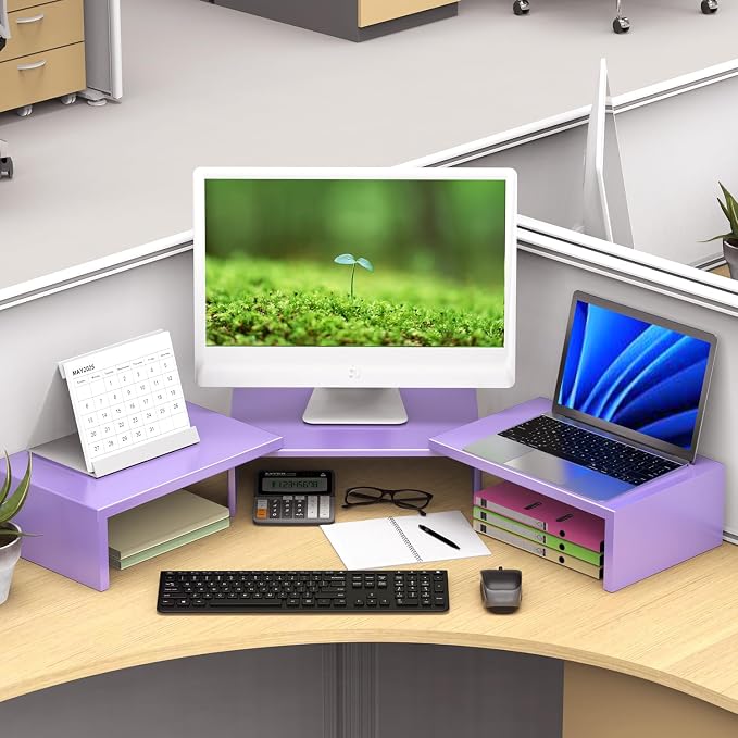 Dual Monitor Stand for Desk, Metal Monitor Riser - Image 5