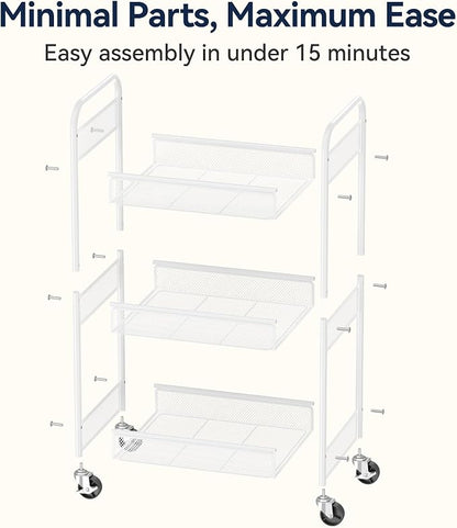 YASONIC 3 Tier Rolling Cart – Metal Utility Storage Carts - Image 6