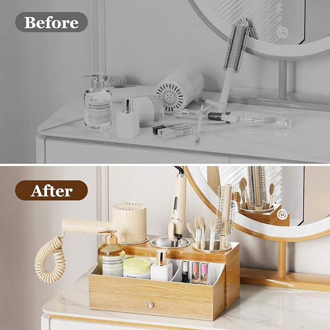 Acrylic Hair Dryer Holder with Drawer, Bathroom Organizer Countertop Drawers - Image 6