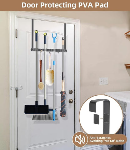 Broom Holder Over The Door-304 Stainless Steel Mop and Broom Holder Wall - Image 3