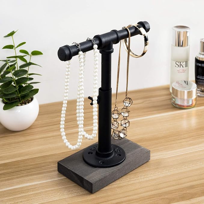 MyGift Adjustable Height Industrial Pipe Organizer Stand - Image 3
