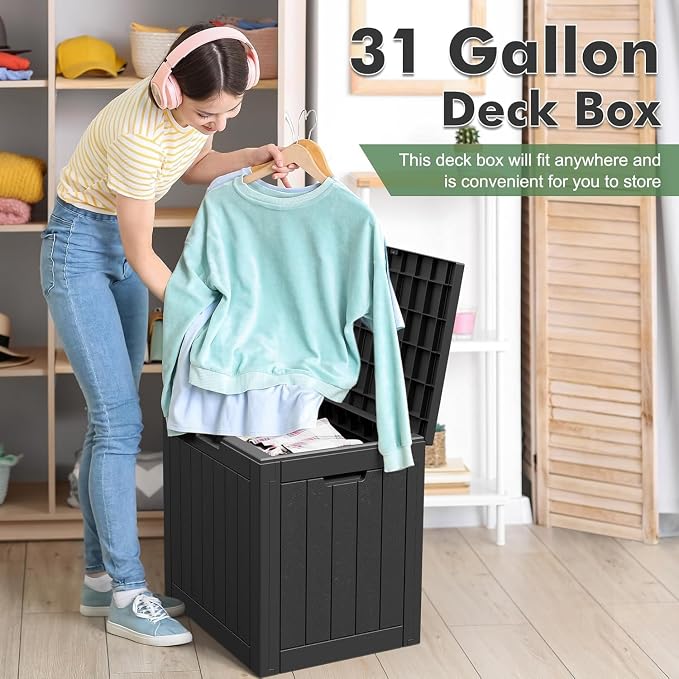 32 * 2 Gallon Outdoor storage deck Box Waterproof ，garden tool, backyard cushion - Image 4
