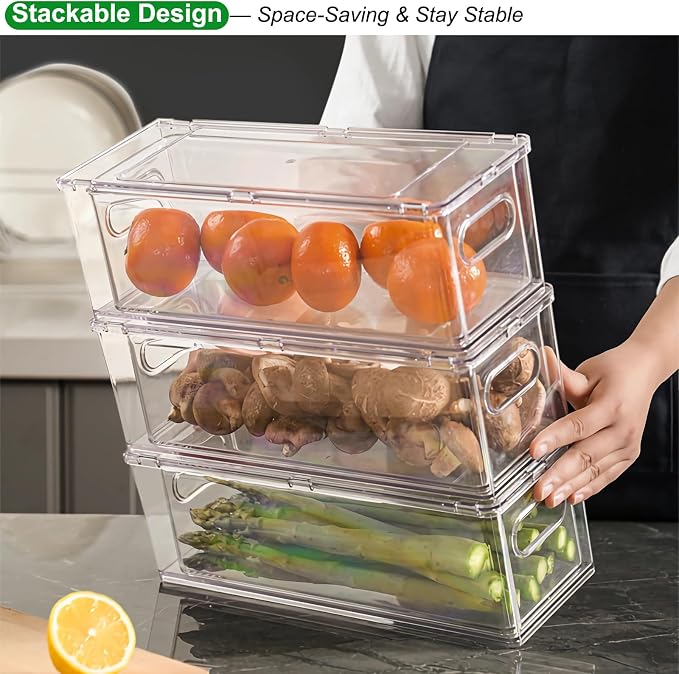 Taiuloo 2 Pack Stackable Refrigerator Organizer Bins - Image 3