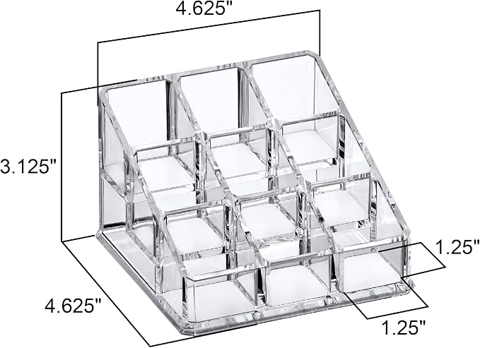 Amazing Abby - Glamour - 9-Slot Acrylic Nail Polish Organizer, Lipstick Holder - Image 3