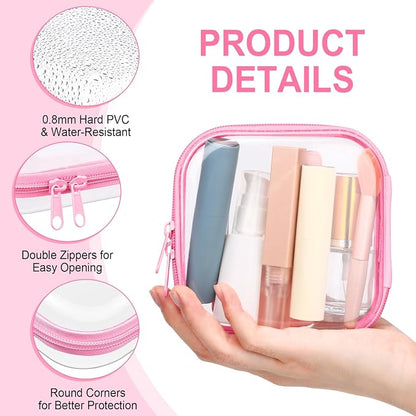 Sanwuta 6 Pcs Clear Hard Zipper Case Hard Plastic Zipper Pouches Transparent - Image 3