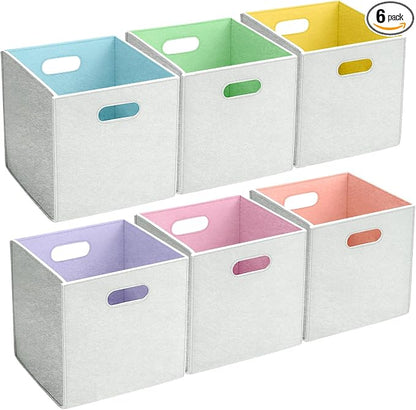 6 Pcs 11 Inch Colorful Felt Storage Cubes by Unknown