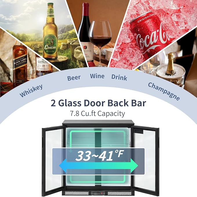 ICECASA 36" W Beverage Refrigerators 2 Glass Door Back Bar Refrigerator - Image 2