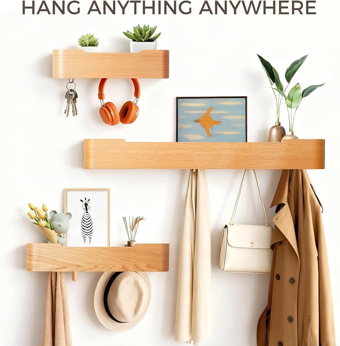 Wall Coat Rack Floating Shelves Modern Coat Rack Wall Mount - Image 3