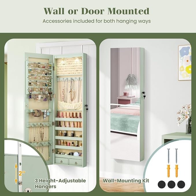 Giantex Wall Door Mounted Jewelry Armoire Cabinet - Image 3