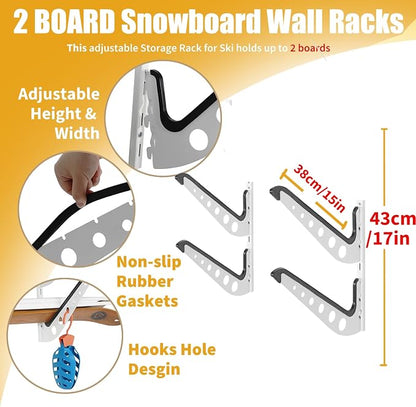 Snowboard Wall Racks, Adjustable Storage Rack - Image 2