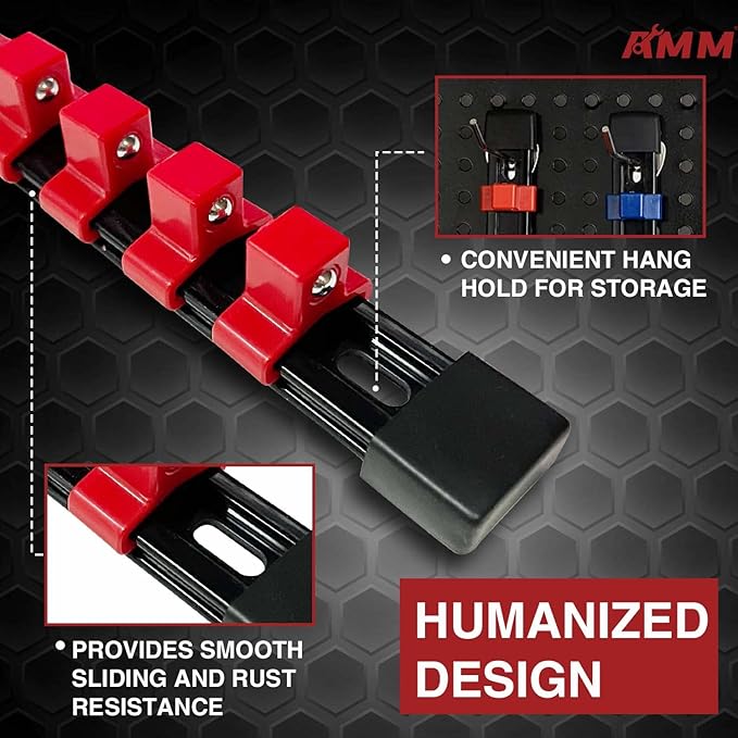 AMM 9-Piece Socket Organizer, 1/2 inch, 3/8 inch and 1/4 inch Drive ABS - Image 4