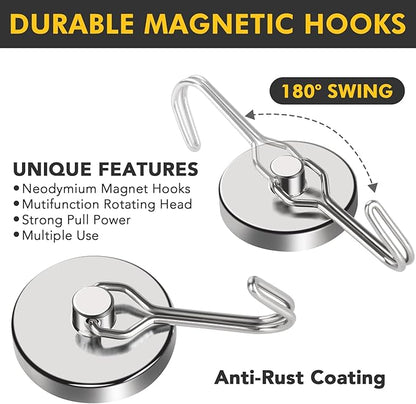 MIKEDE Magnetic Hooks Heavy Duty, 120LB Swivel Swing Strong Magnetic Hooks - Image 4