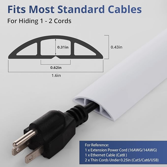 ZhiYo 5.6ft Cord Covers for Wires on Floor, Cord Hider Floor Hide Extension - Image 2