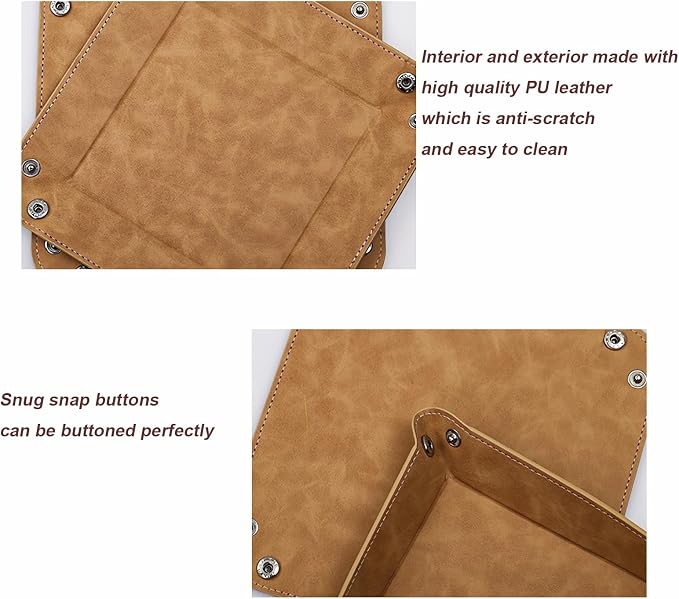 siduater Valet Tray Desktop Storage Organizer – Vegan Leather Catchall Bedside - Image 4