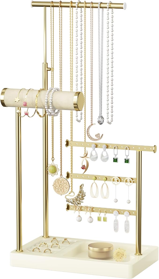 SZQINJI 5 Tier Jewelry Holder Organizer, Adjustable Height Jewelry Display by SZQINJI