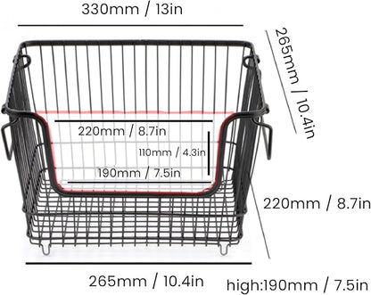 Tyenaza Freezer Organizer Bin Keep Tidy Metal Stackable Fruits Meat Wire Basket - Image 2