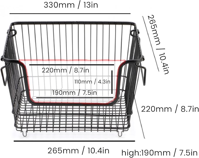 Freezer Organizer Bin, Stackable Wire Basket - Image 8