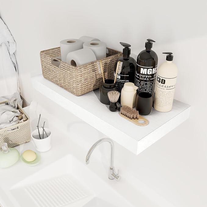 12 Inch Deep White Floating Shelves, 24 x 12 Floating Shelf - Image 2