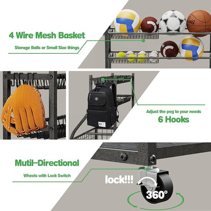 Garage Sports Equipment Organizer, Ball Storage - Image 4