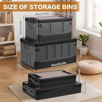 Collapsible Storage Bins with Lids, Portable Foldable Box with 2 Side Doors - Image 2