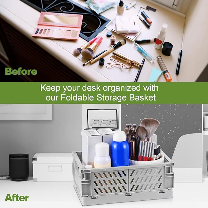 4-Pack Small Pastel Plastic Storage Baskets, Collapsible Crates - Image 5