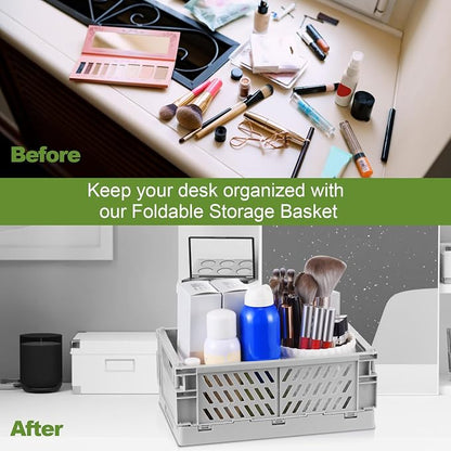 4-Pack Small Pastel Plastic Storage Baskets, Collapsible Crates - Image 5