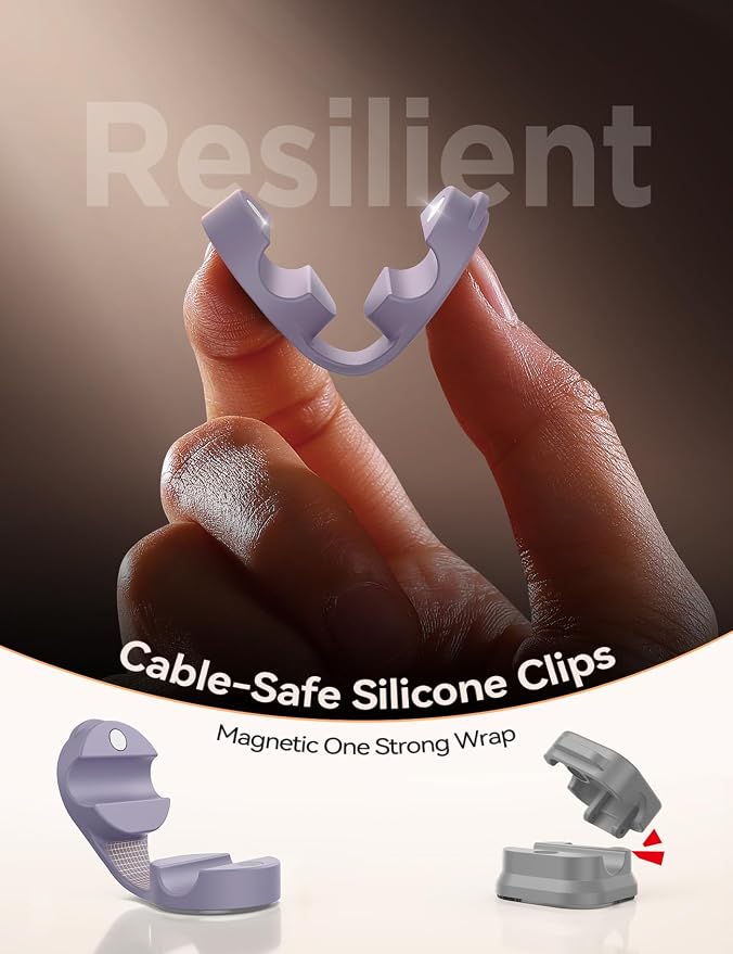 8-Pack Silicone Cord Organizer Magnetic Cable Clips, Adhesive Cable Management - Image 2