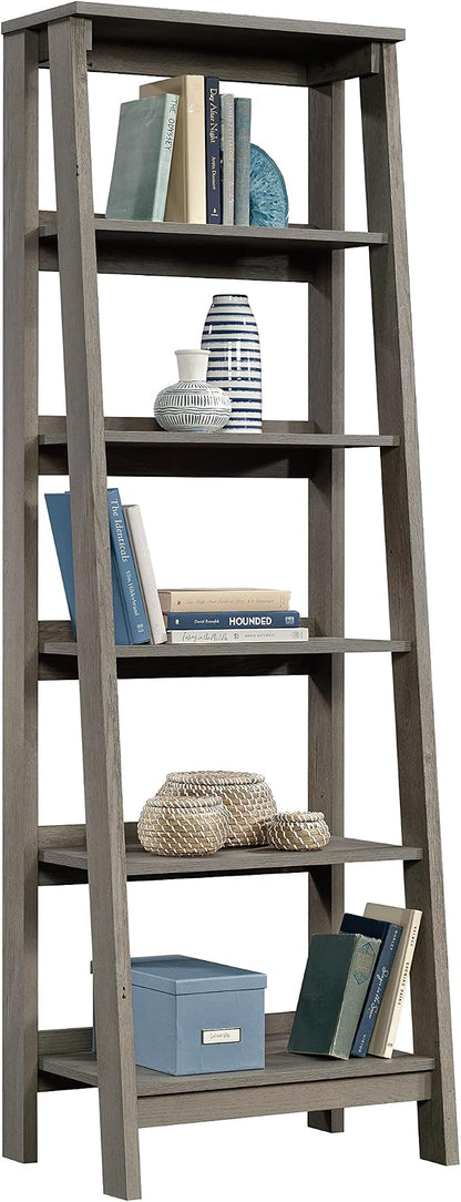 Sauder Ladder Bookshelf 5 Tier Trestle Ladder Shelf Wooden Bookcase, in Mystic - Image 6