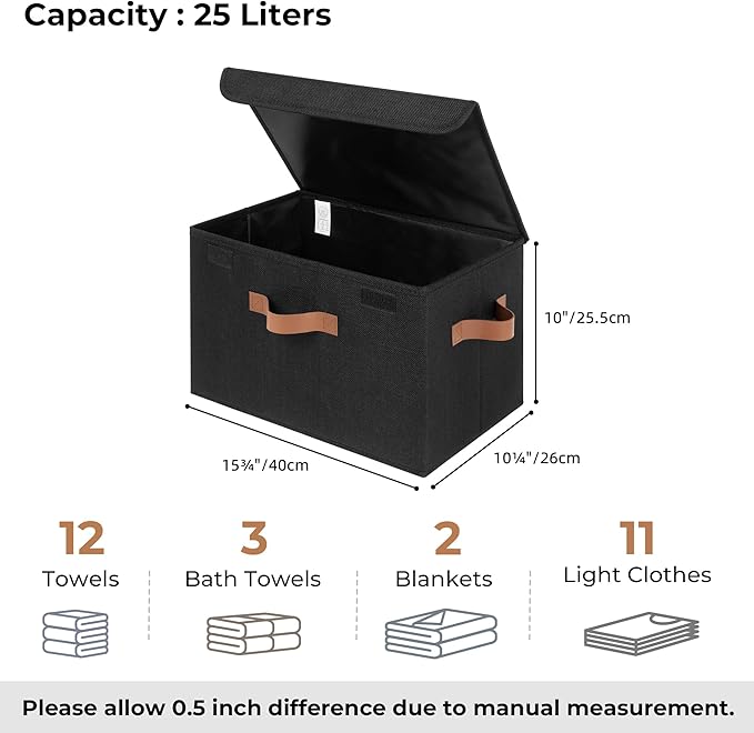GRANNY SAYS Storage Bins with Lids, Decorative Storage Boxes with PU Handles - Image 5