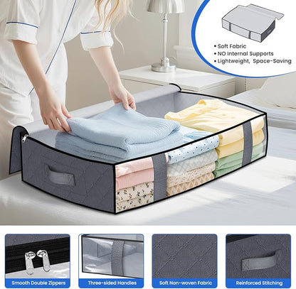 Under Bed Storage Containers, 4 Pack Blanket Storage Bags, Collapsible Storage - Image 3
