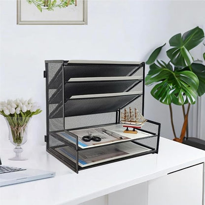 SETTFRFE Office Supplies Desk Organizer, Metal Desktop File Holder Organizer - Image 5