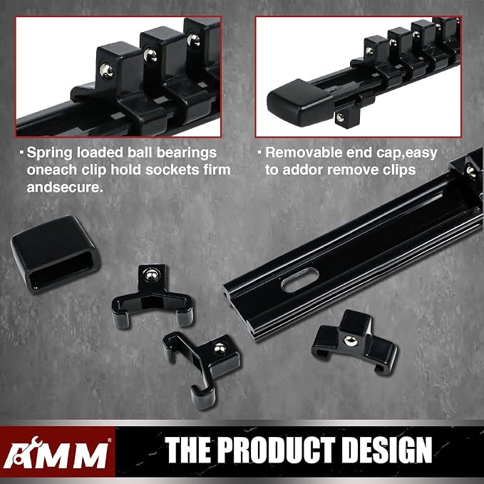 AMM 6-Piece Socket Organizer，3/8 inch Drive ABS Tools-Socket Holder，Heavy Duty - Image 3