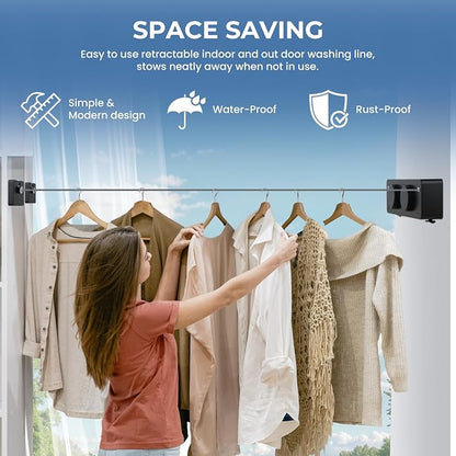 Retractable Clothesline Indoor Outside Heavy-Duty, Upgrade 304 Double Stainless - Image 7