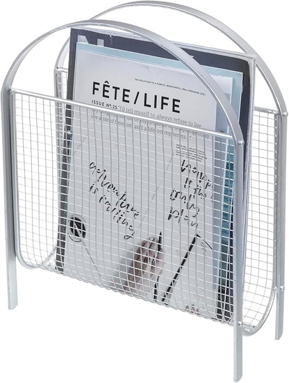 MyGift Mid-Century Design Magazine Rack, Matte Black Tone Metal Mesh by MyGiftHome