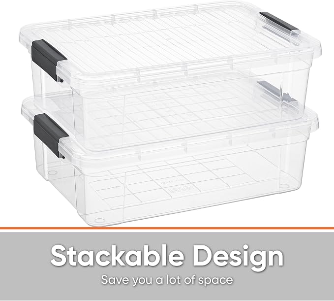 Superio Clear Storage Box with Lid, 13.7 Quart Plastic Container Bins - Image 5