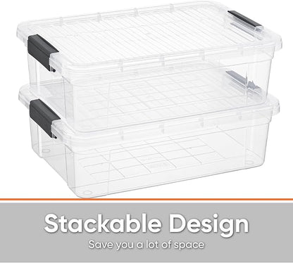 Superio Clear Storage Box with Lid, 13.7 Quart Plastic Container Bins - Image 5