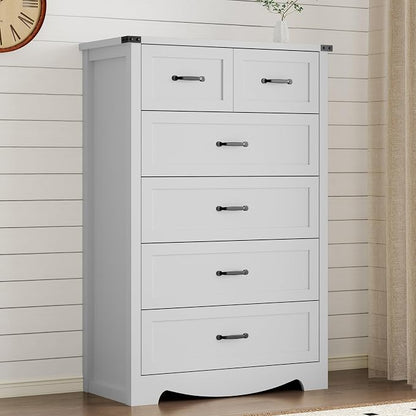 Tall 6-Drawer Dresser for Bedroom, Modern Wooden Chest of Drawers - Image 5