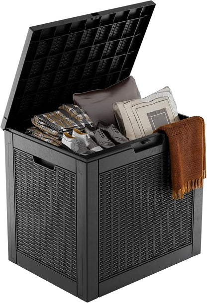 37 Gallon Outdoor Deck Box, Storage Lockable Waterproof Patio Furniture by MAIUSCOLI