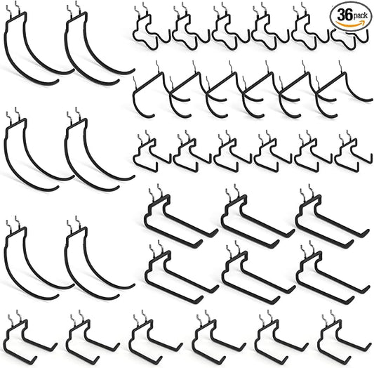 INCLY 36 Pack Heavy Duty Pegboard Hooks, 1/4" Pegboard Drill Holder Tool by INCLY