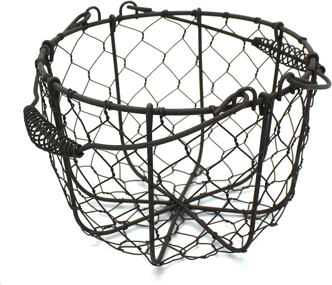 CVHOMEDECO. Round Chicken Wire Egg Basket Fruit Basket - Image 5